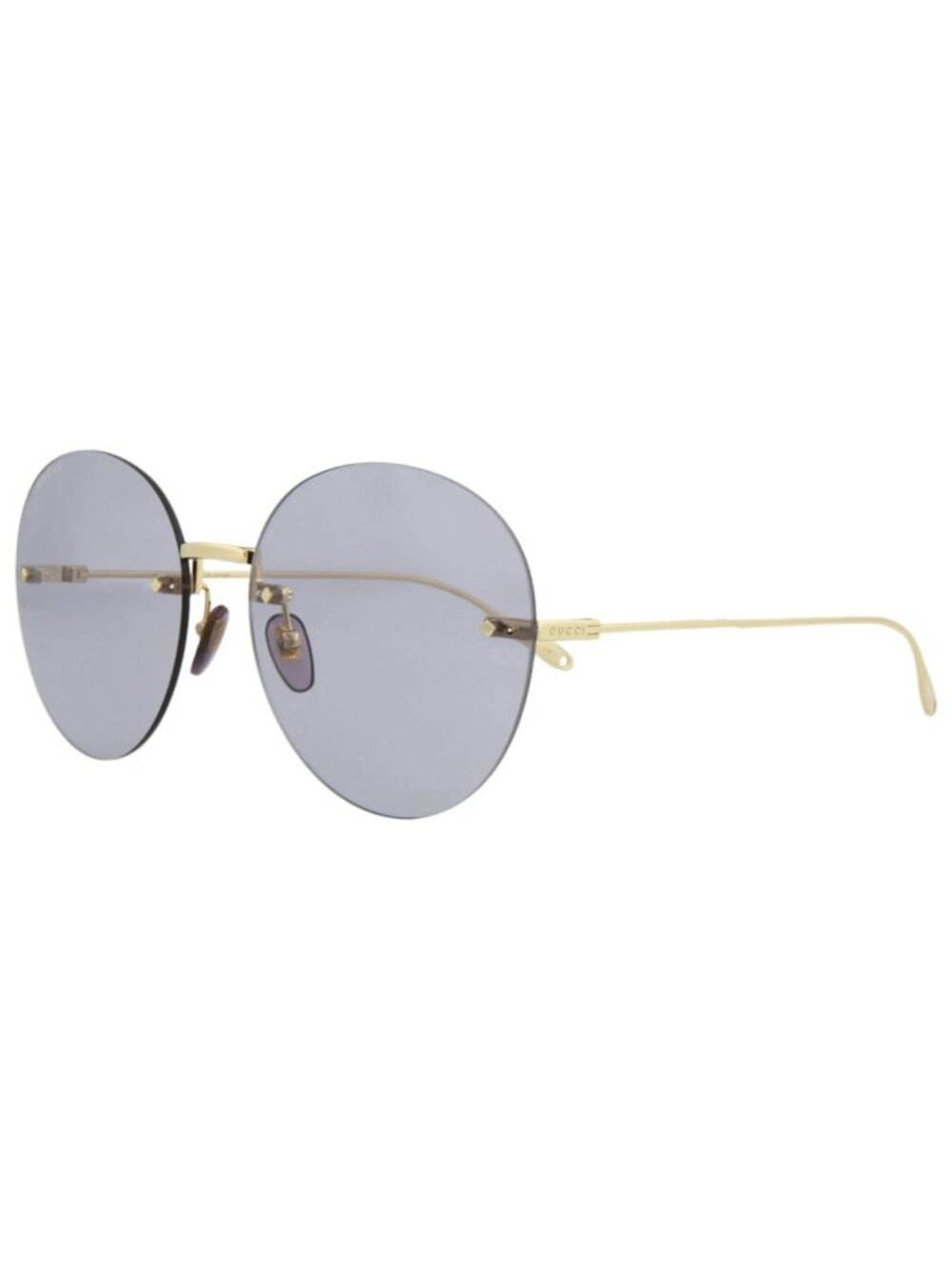 New Gucci Women's Sunglasses Round Oval Metal Frame Gold Gold Violet